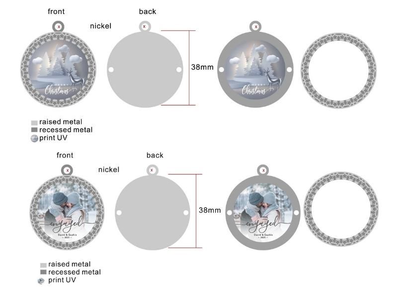 Puolikkaan ympyrän muotoinen lumipallo-avaimenperän kansi on valmistettu akryylista.