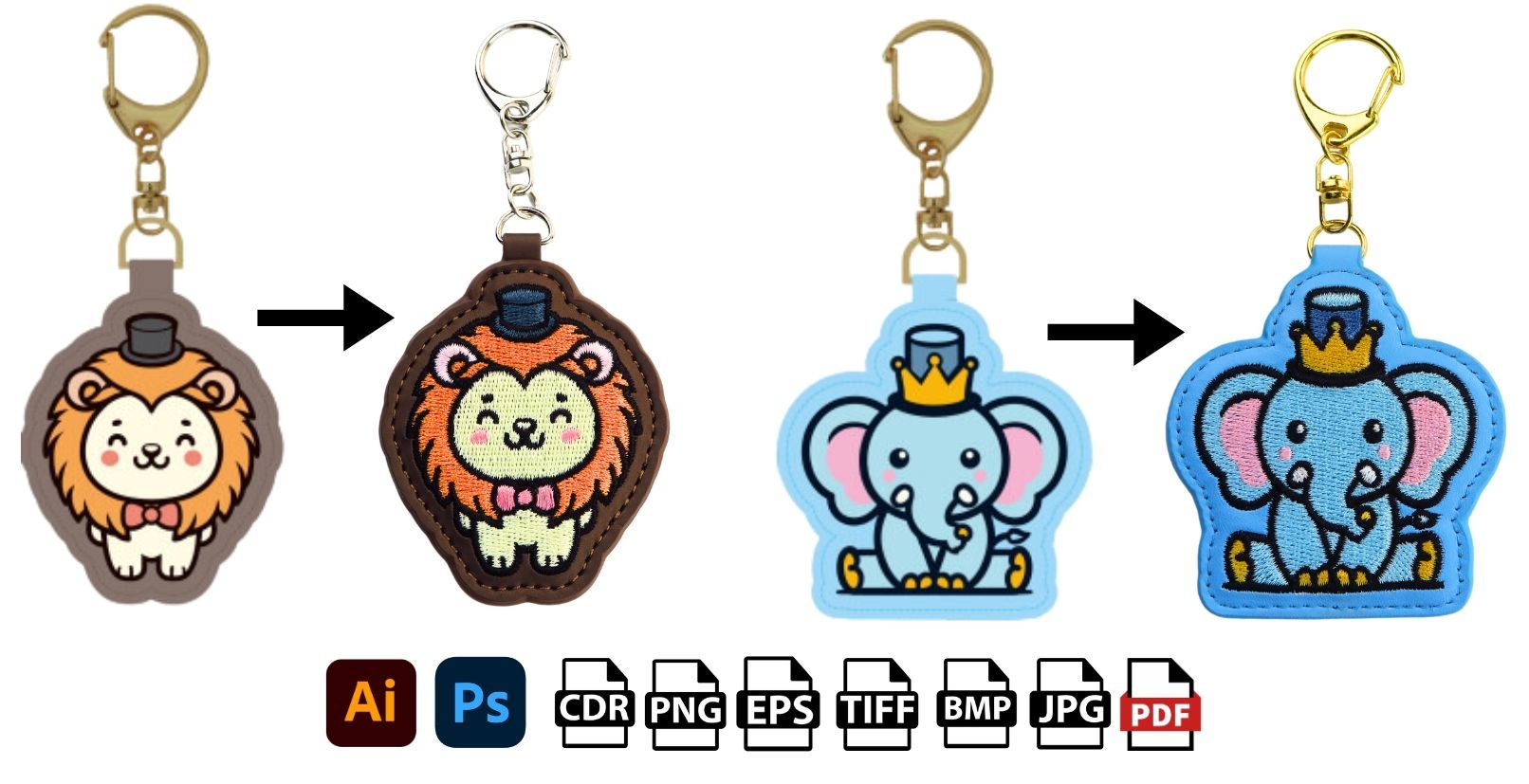  Create custom embroidery logo keychain.