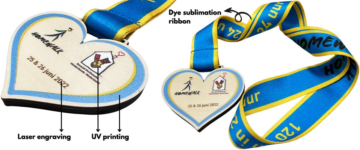 We can help you to customize your logo on the wooden medals.