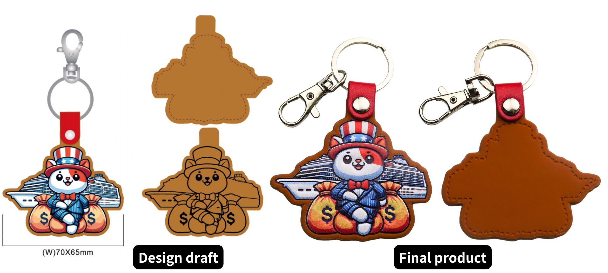  Secure your fob with a durable, custom-designed leather keychain.