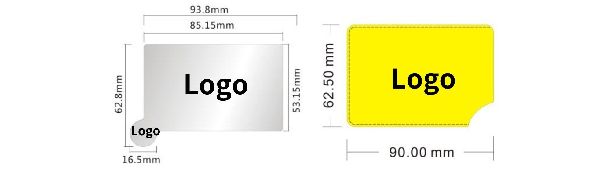 Gepersonaliseerde compacte spiegel met merklogo.