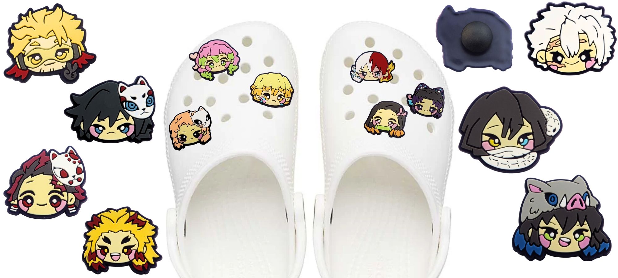 Personalize seus Crocs com botões divertidos que se encaixam facilmente nos buracos para um ajuste seguro.