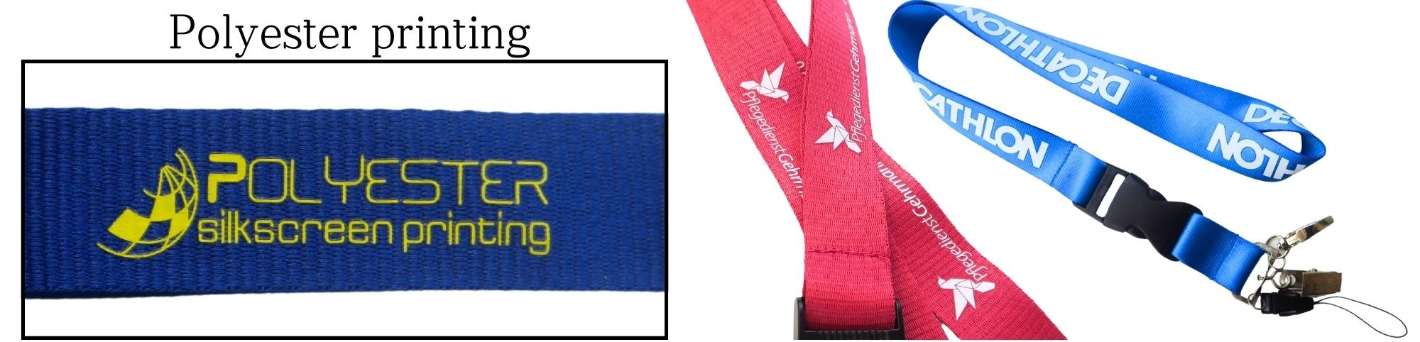 Zeefdruk eenvoudige logo op maat lanyard.