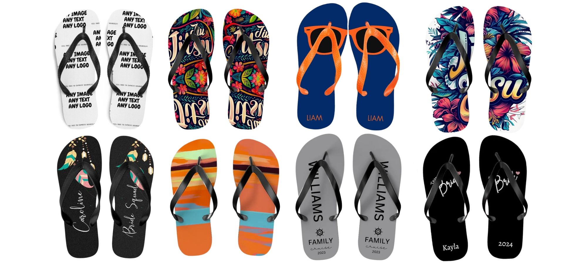 At tilpasse trykte flip flops er perfekt til gaver, reklameartikler eller særlige begivenheder.