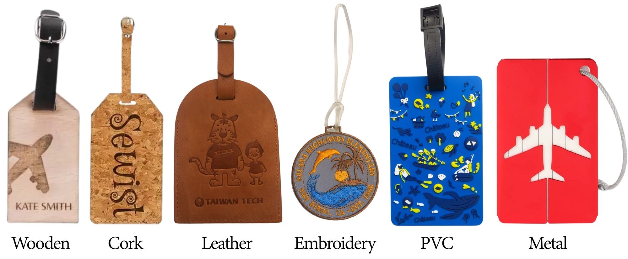 Custom wooden name tags for luggage add a personal touch.